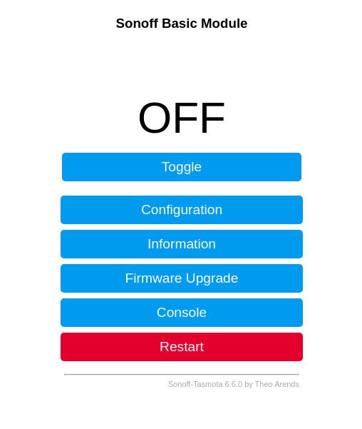 Sonoff-Tasmota home screen