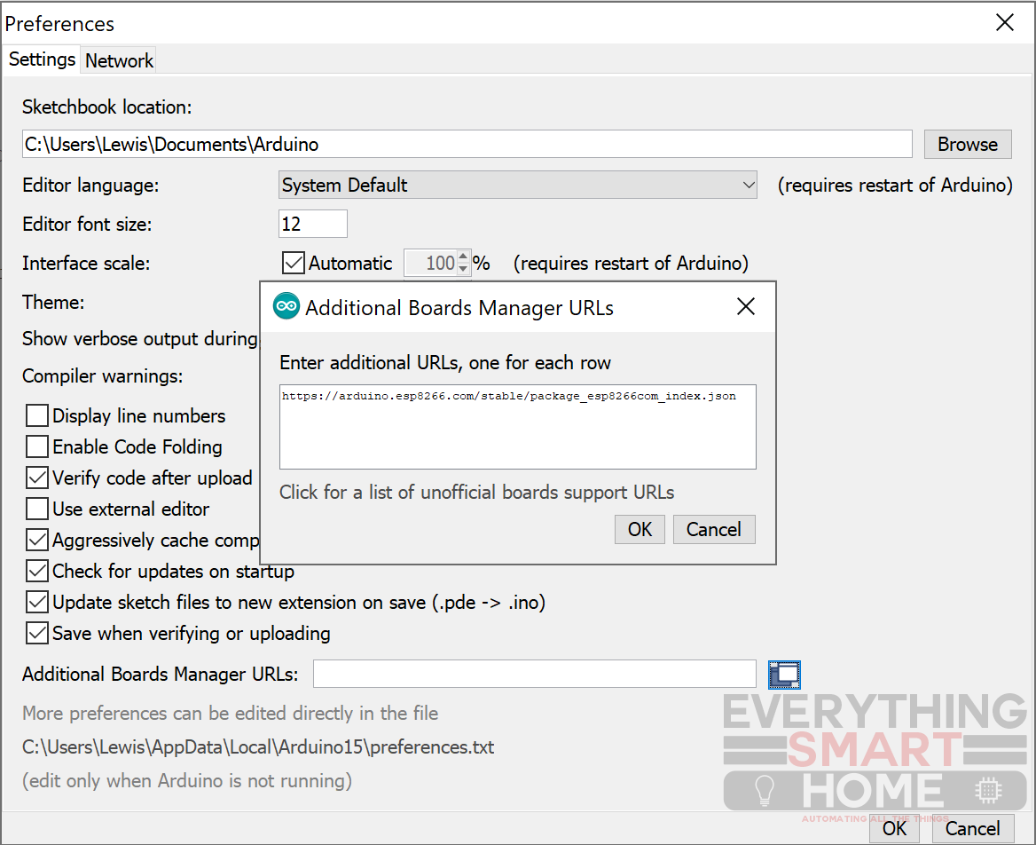 Arduino Additional Boards manager with esp8266