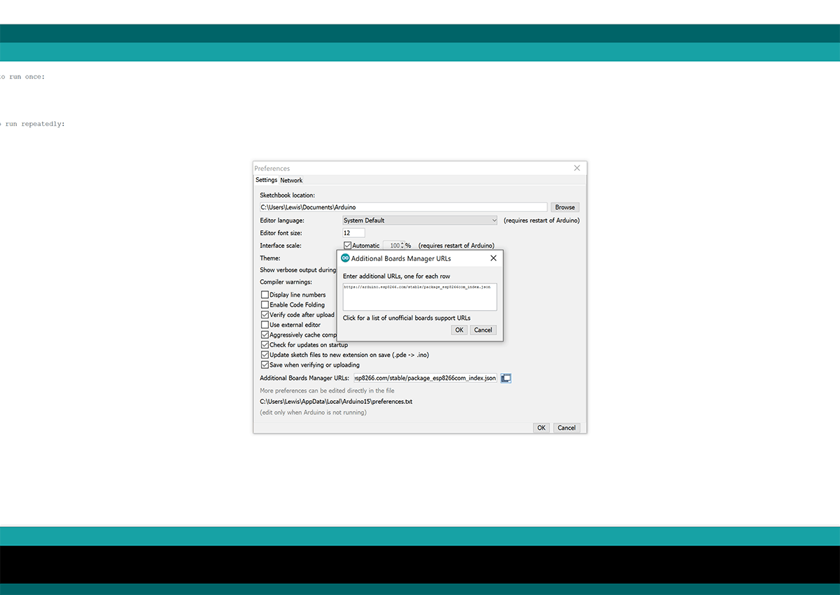 Installing ESP8266 into Arduino IDE